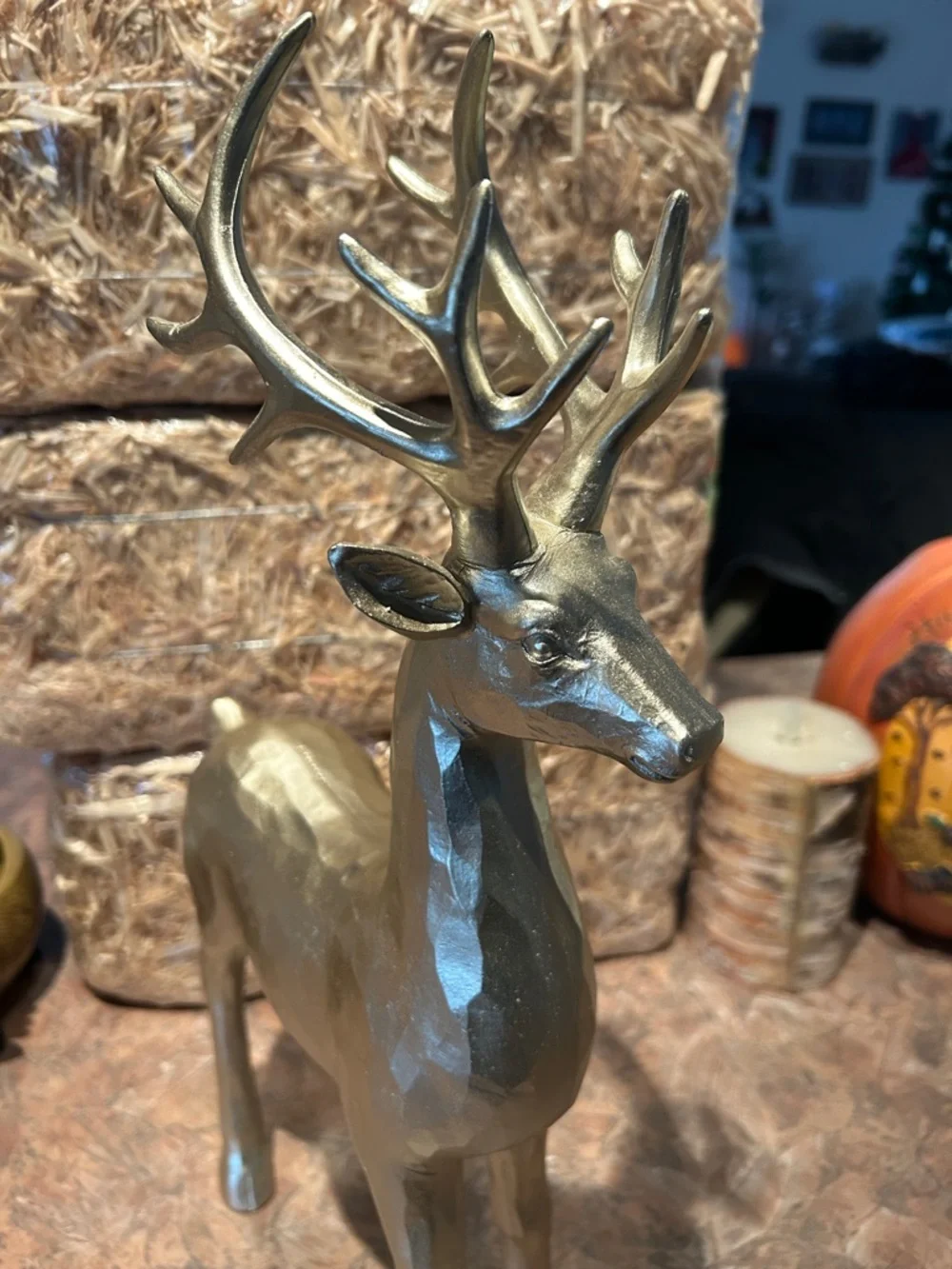Hobby Lobby Grand Buck Statue in A Beautiful Gold Textured Tone